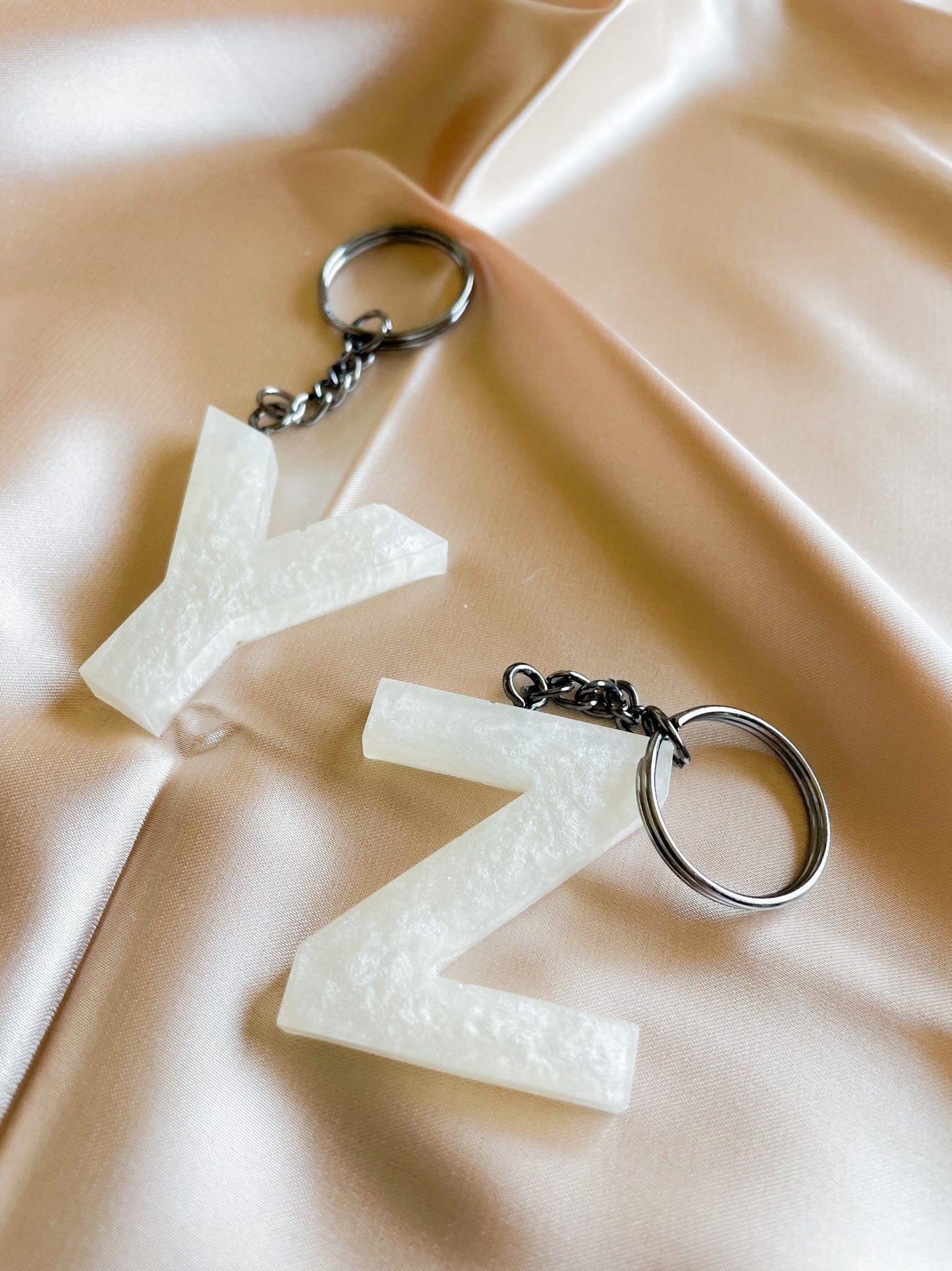 White initial keychain *Black keychain*
