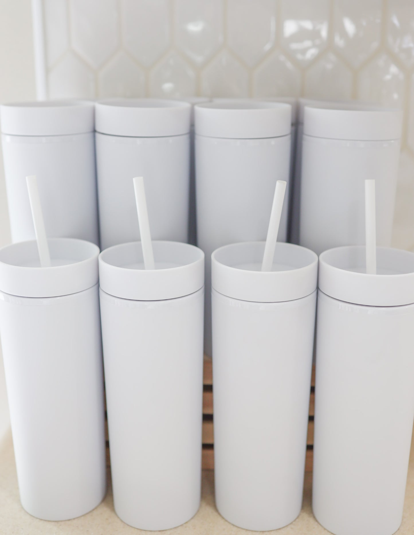 White skinny tumbler