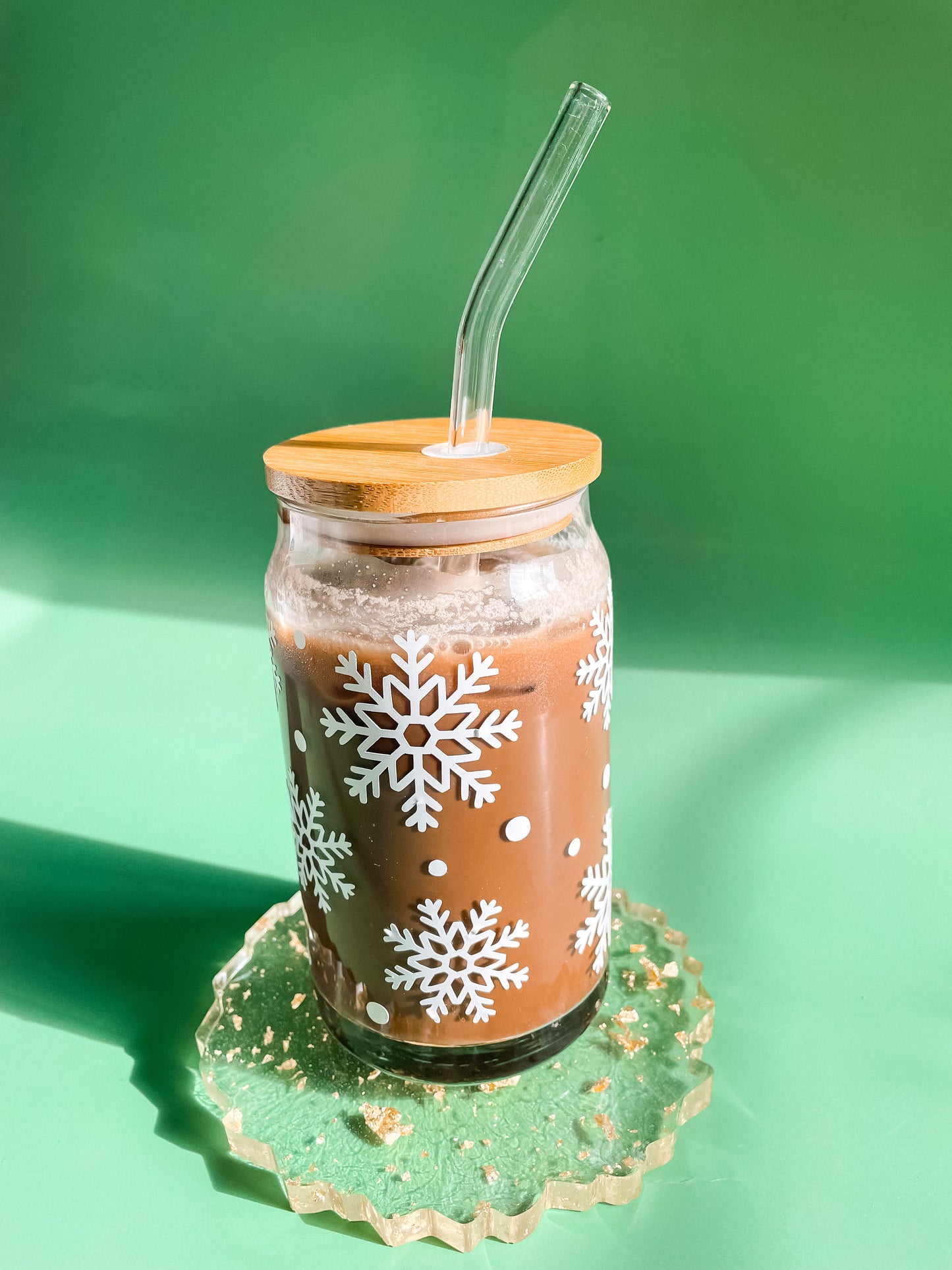 Snowflake glass cup