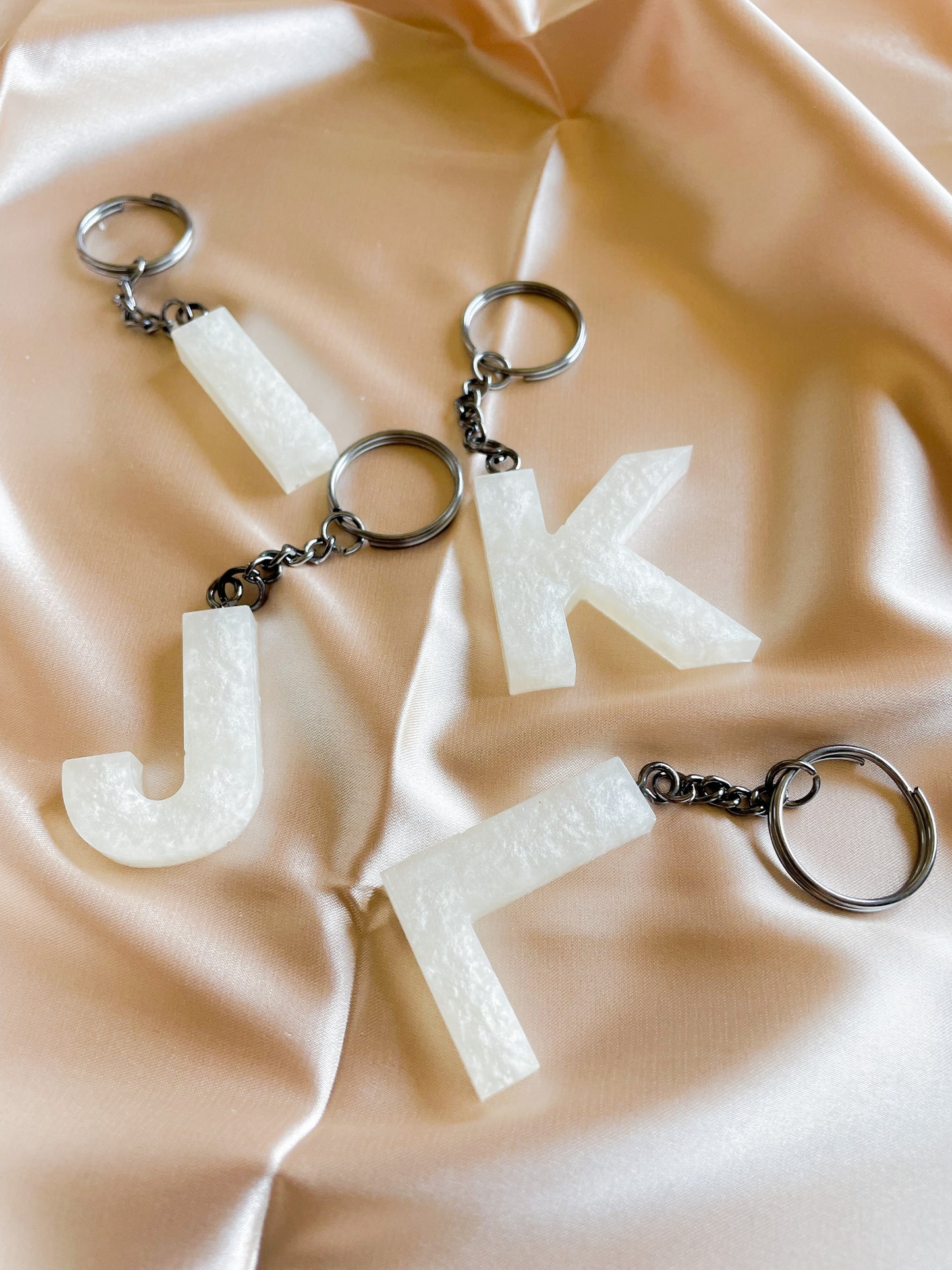 White initial keychain *Black keychain*