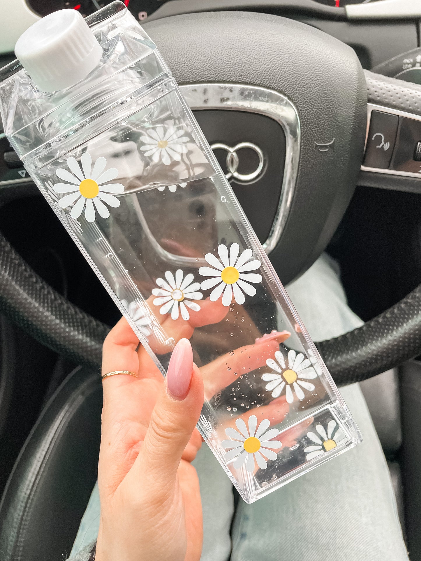 Daisies milk carton water bottle