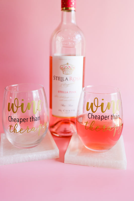Wine cheaper than therapy wine glass
