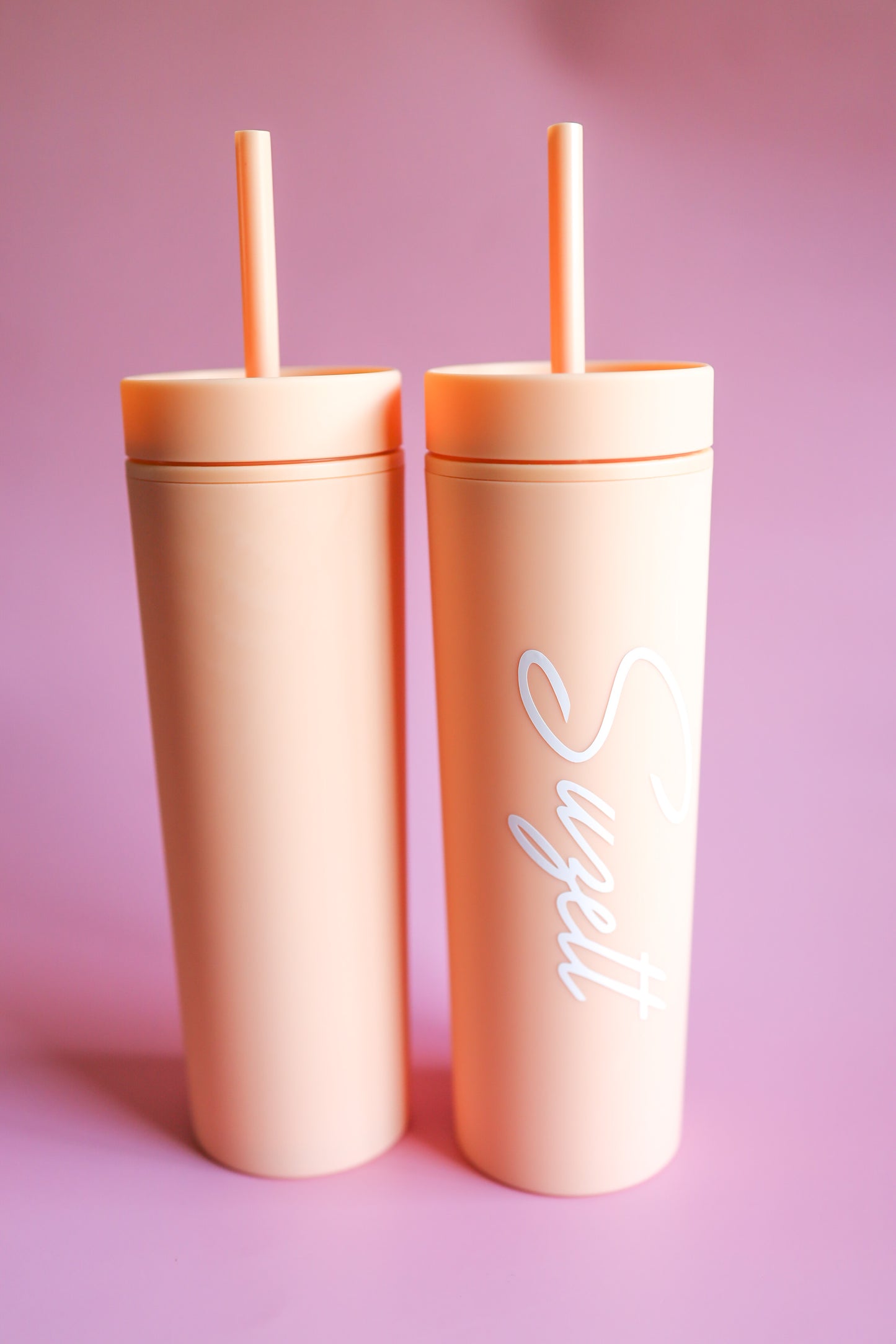 Peach skinny tumblers