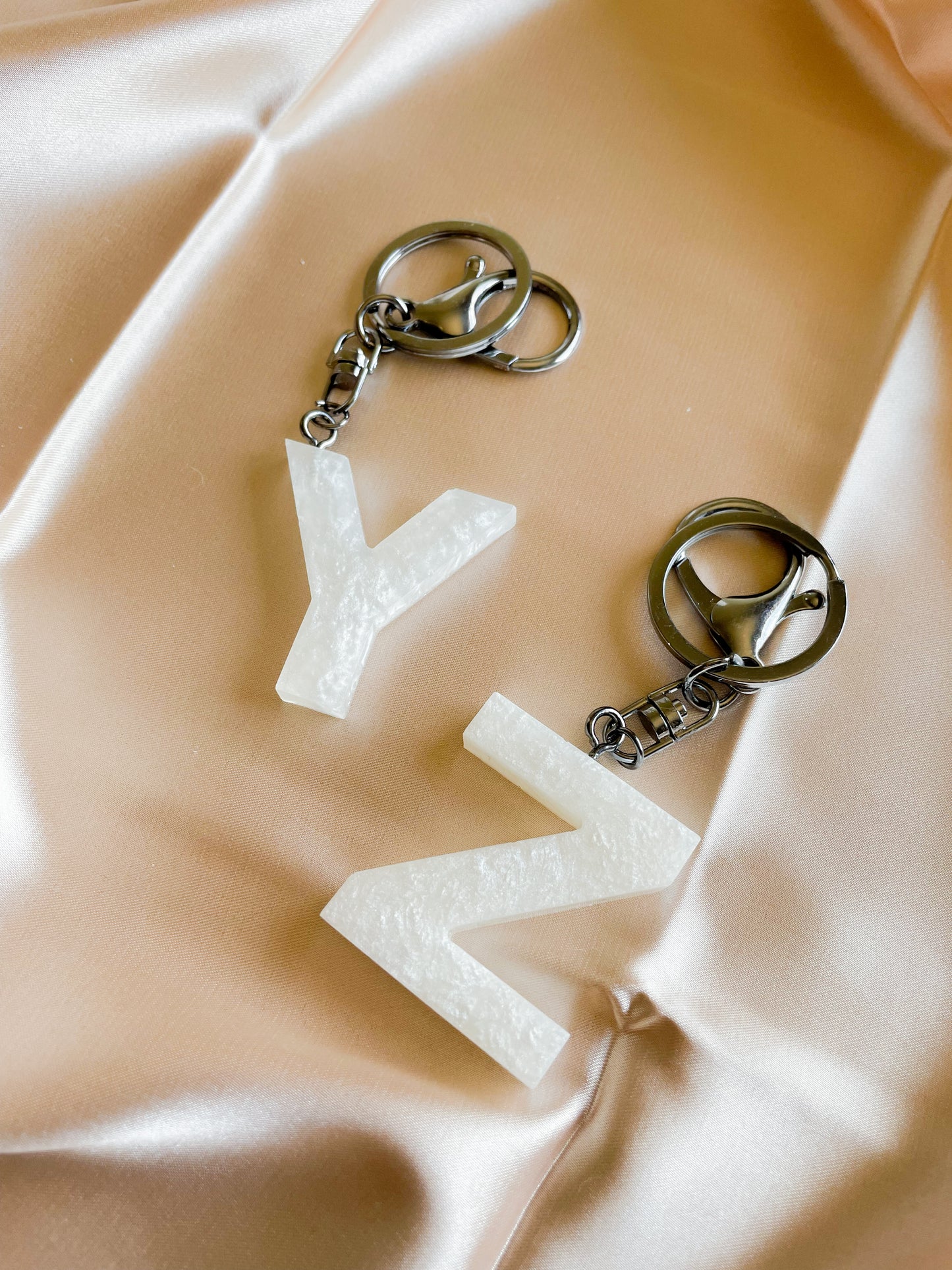 White initial keychain *Black keychain*