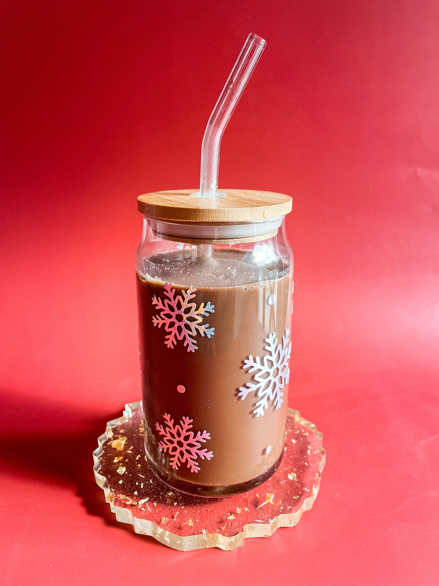 Snowflake glass cup