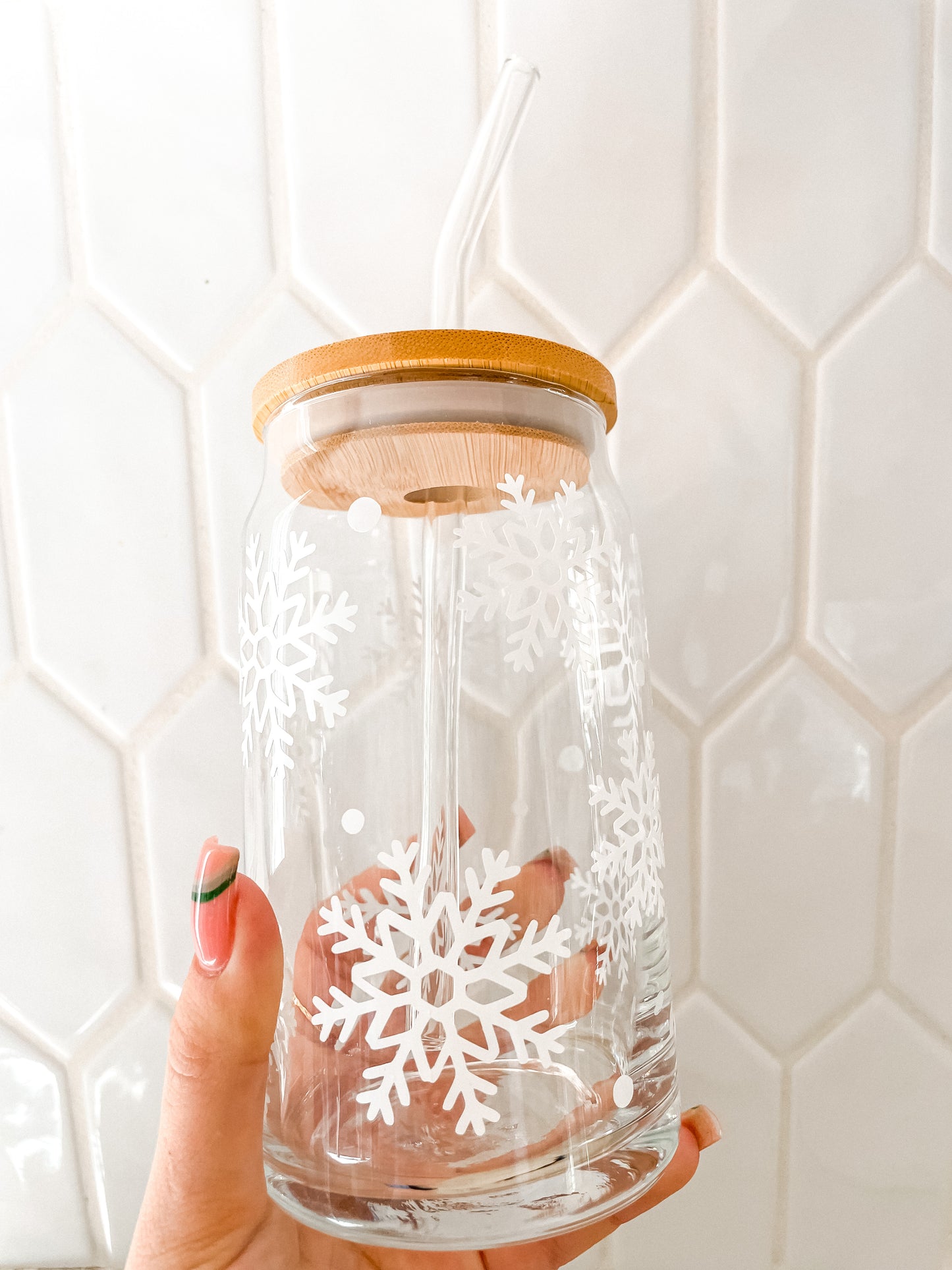 Snowflake glass cup