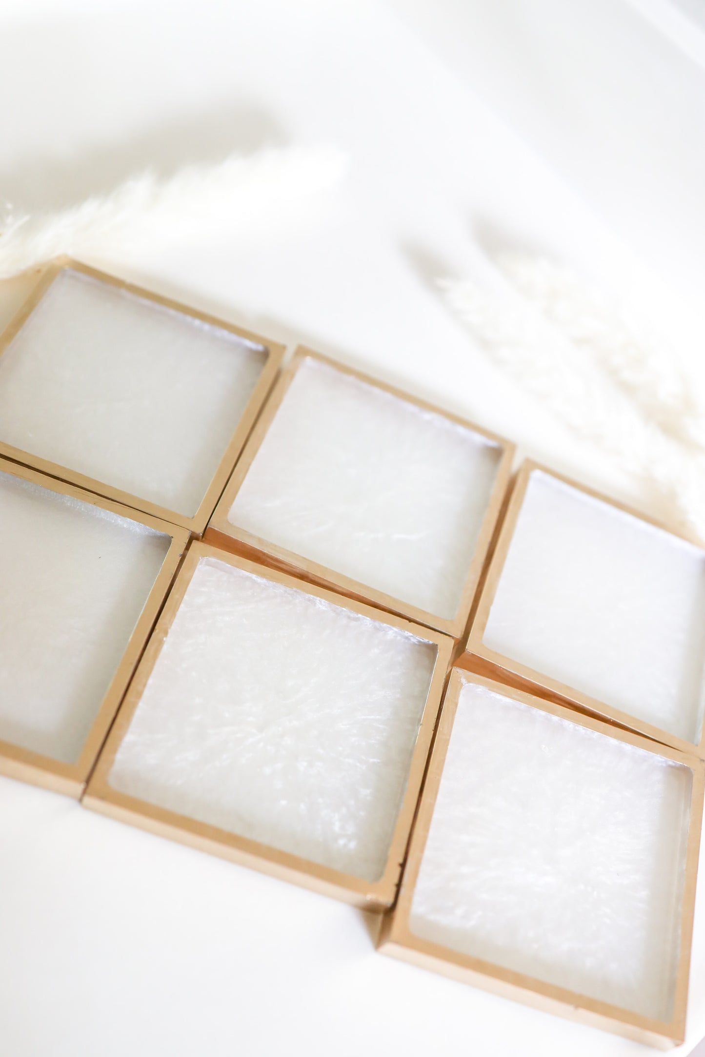 White w/gold lining squared coasters