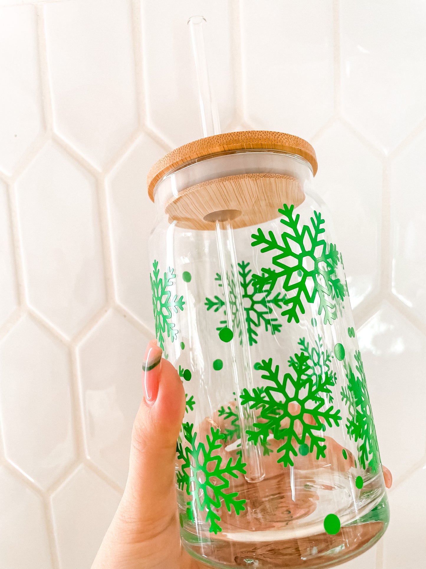 Snowflake glass cup