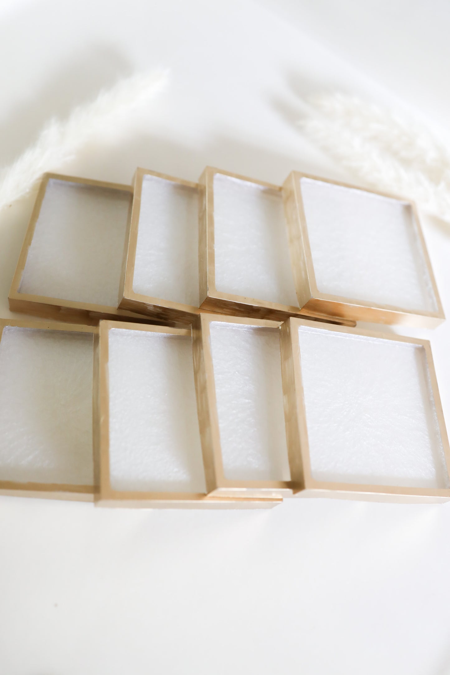 White w/gold lining squared coasters