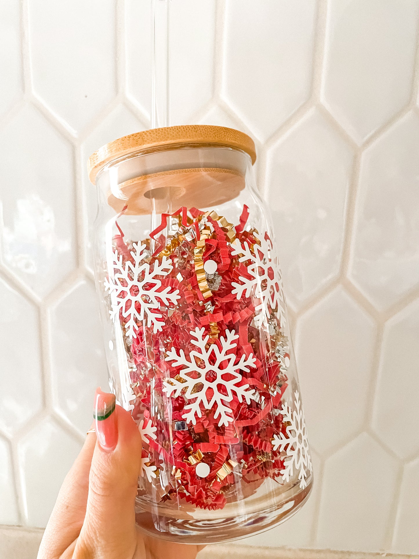 Snowflake glass cup