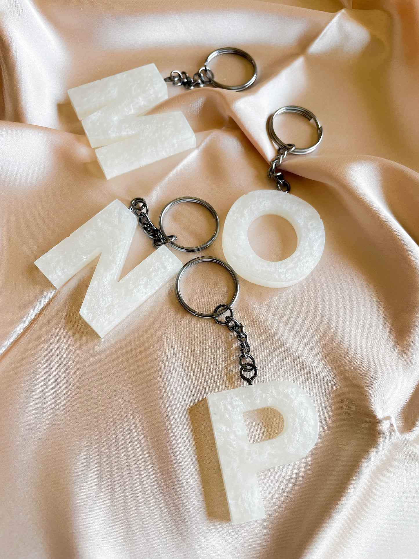 White initial keychain *Black keychain*