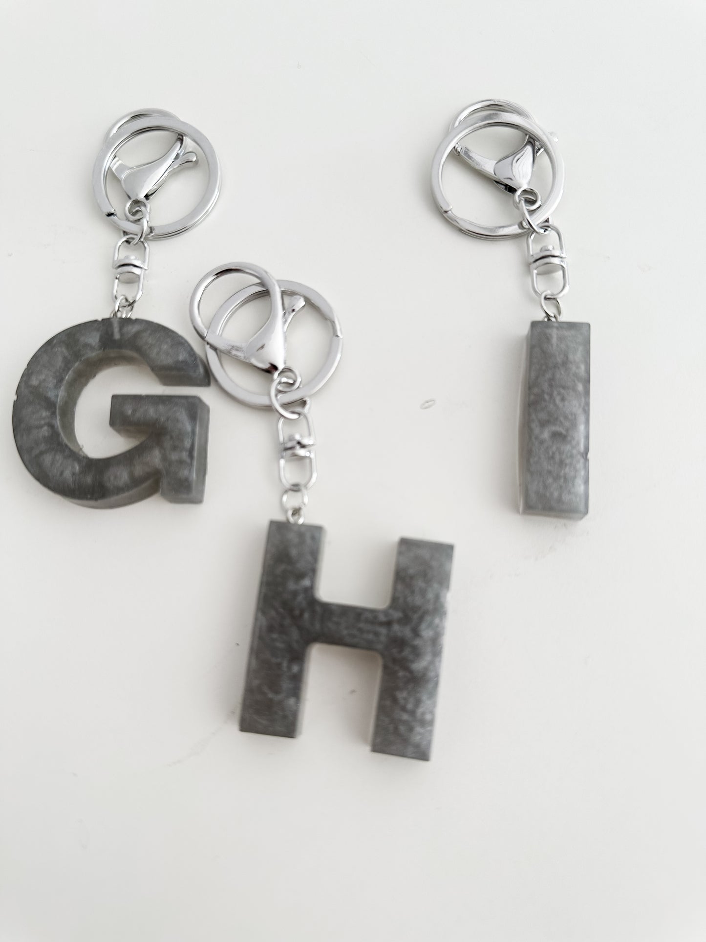 Grey initial keychain