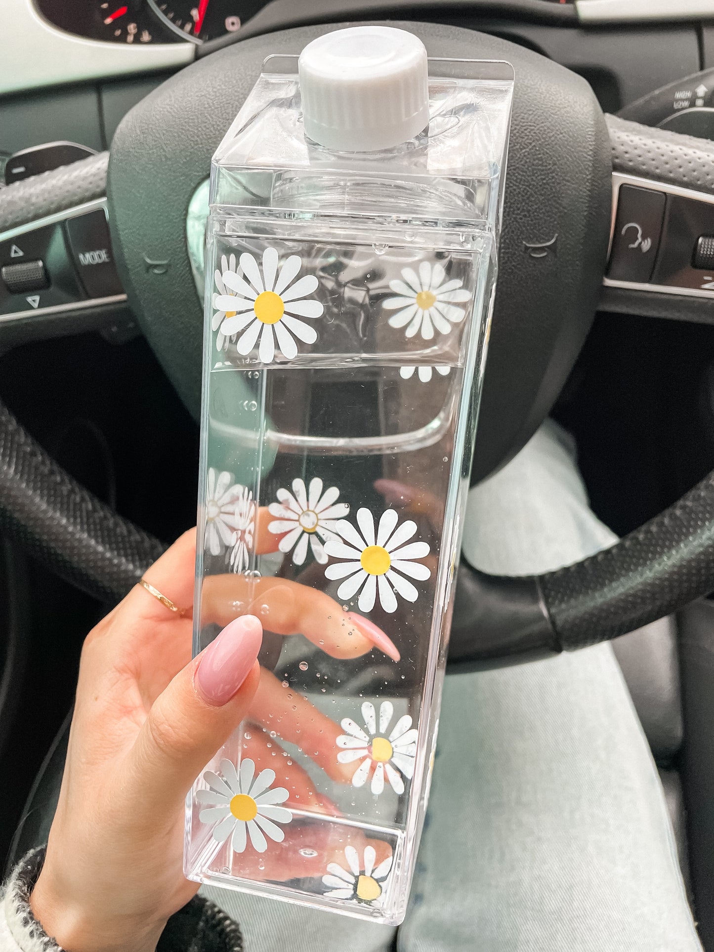 Daisies milk carton water bottle