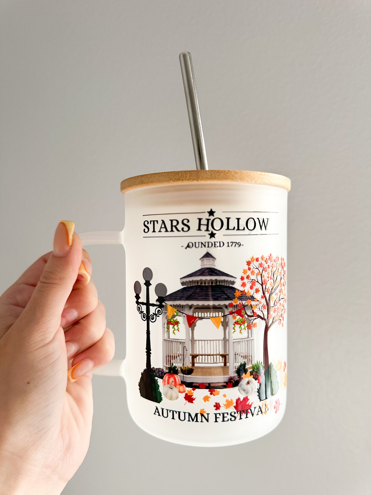 Stars hollow autumn festival glass mug