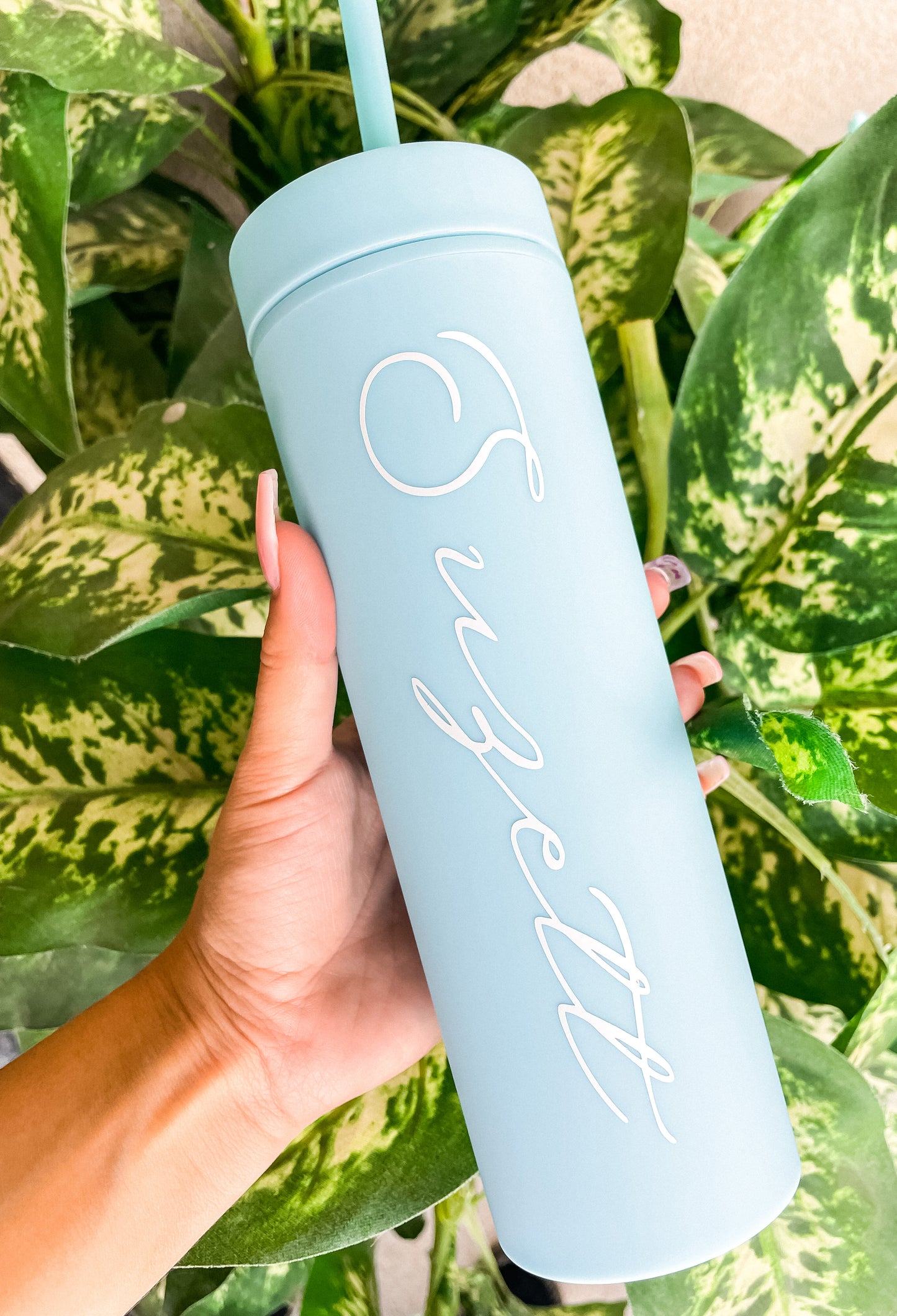 Sky blue skinny tumbler