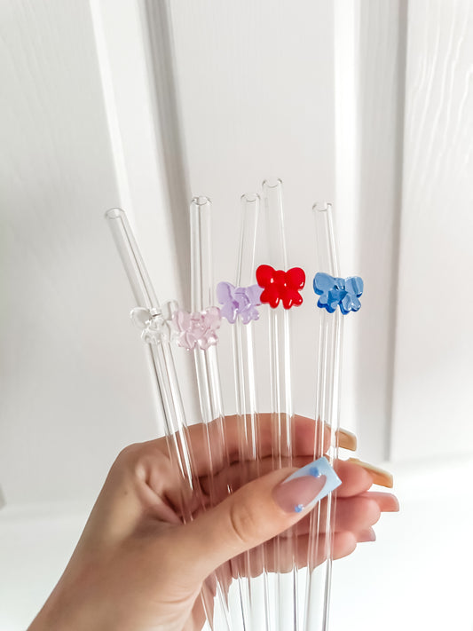 Bow charm glass straws