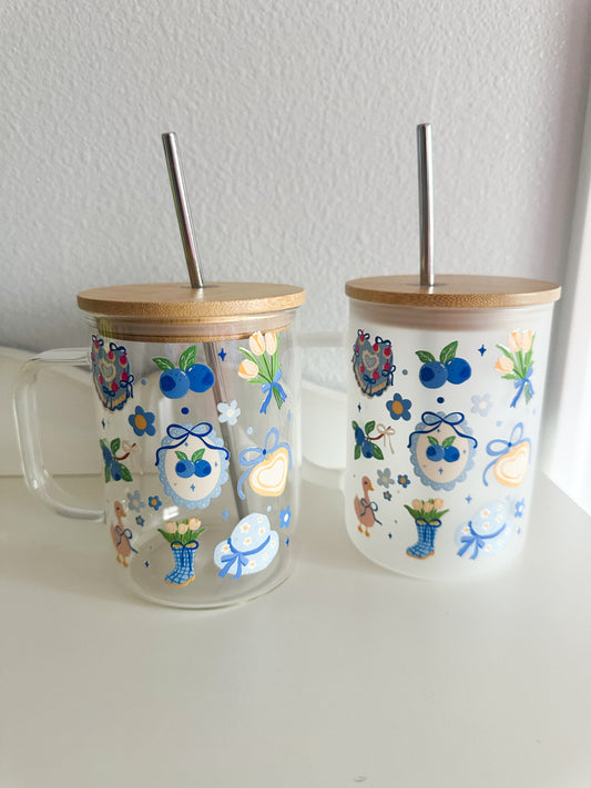 All things blue glass mug