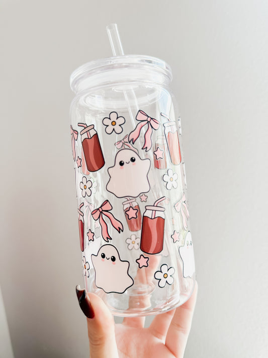 Ghosts, coffee & bows acrylic cup