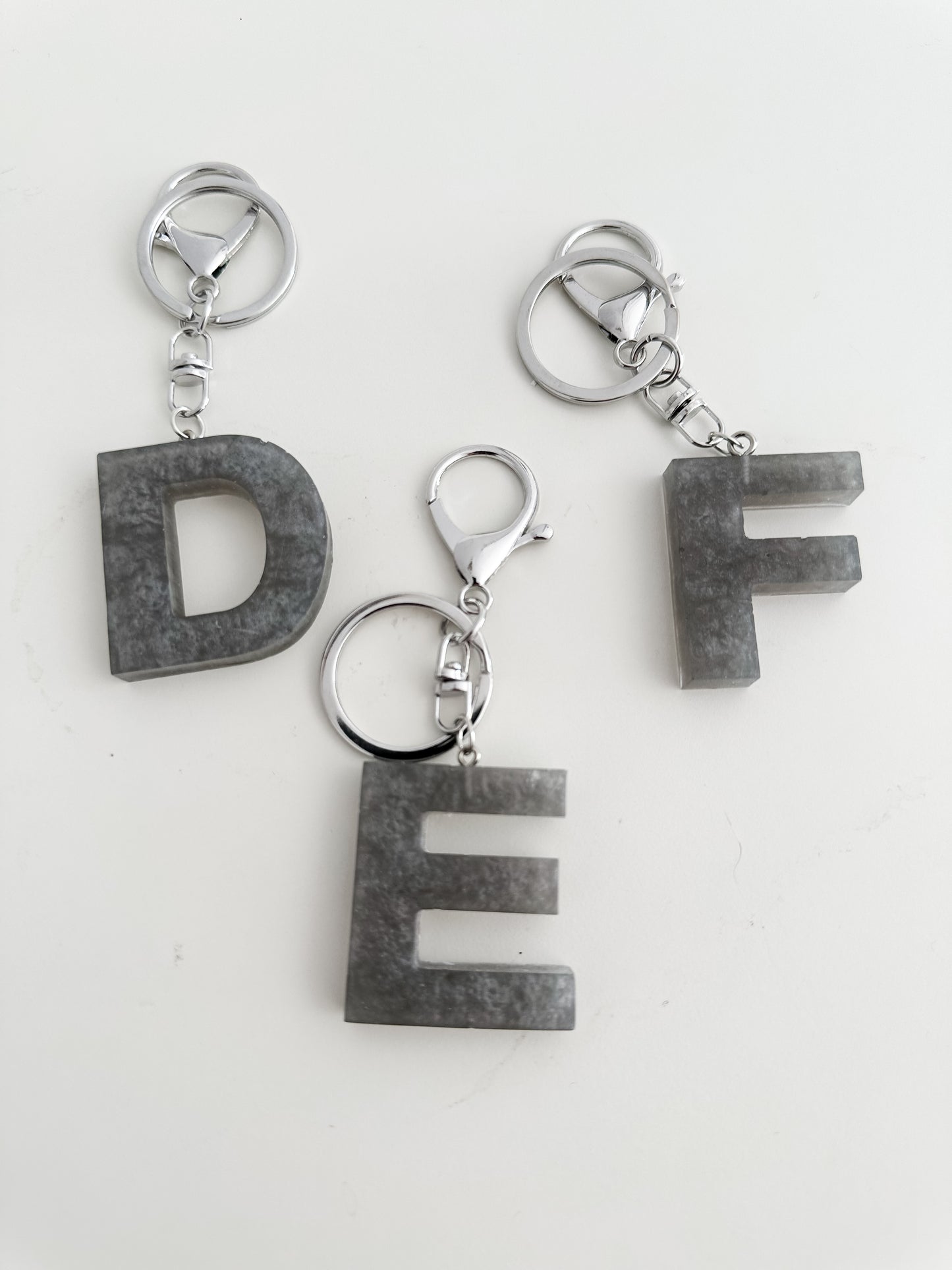 Grey initial keychain