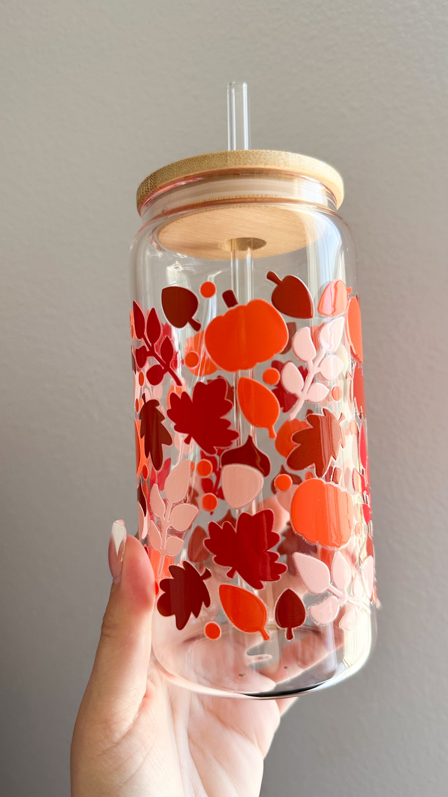 Fall vibes glass cup