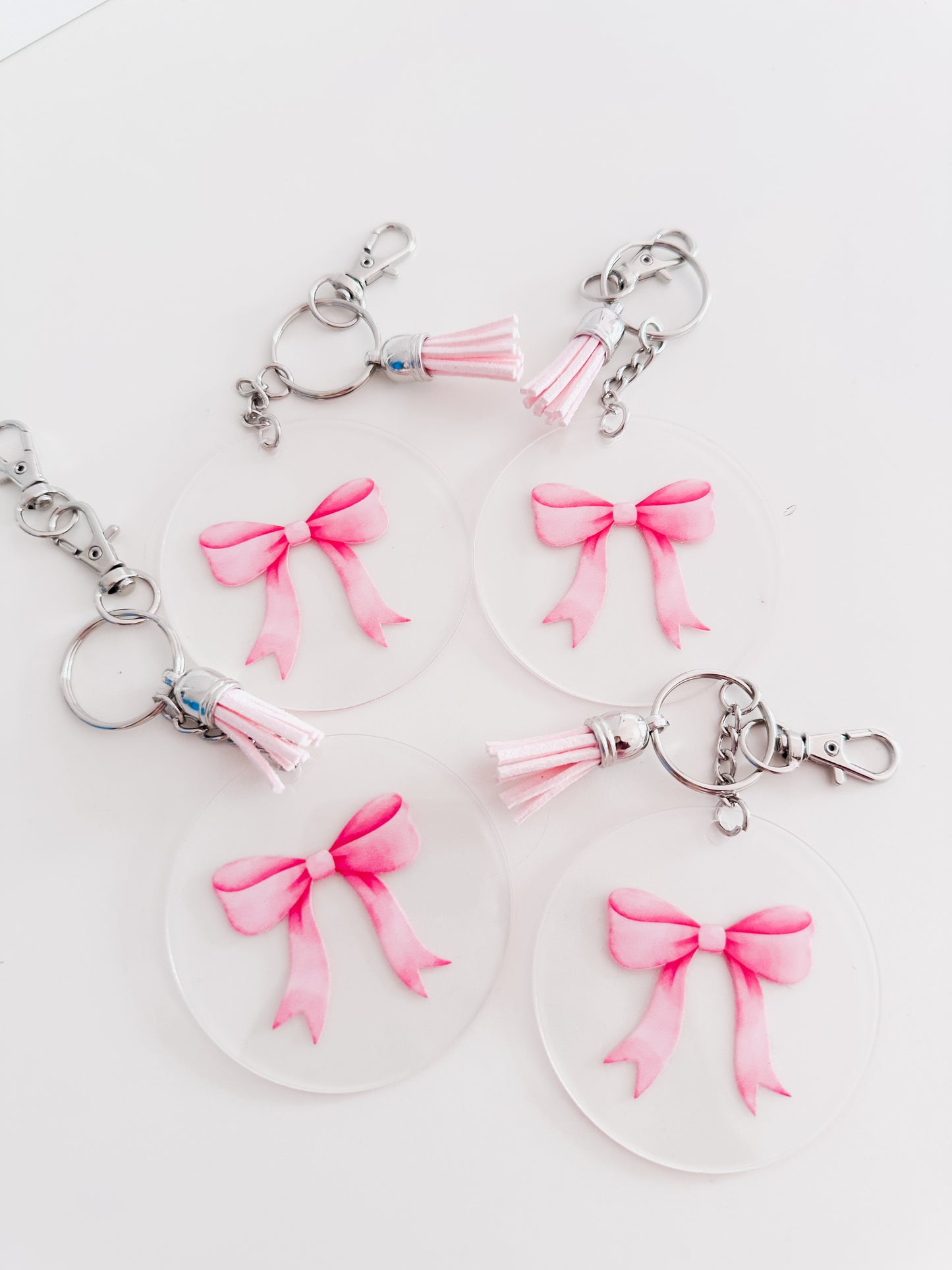 Breast cancer awareness bow acrylic keychain