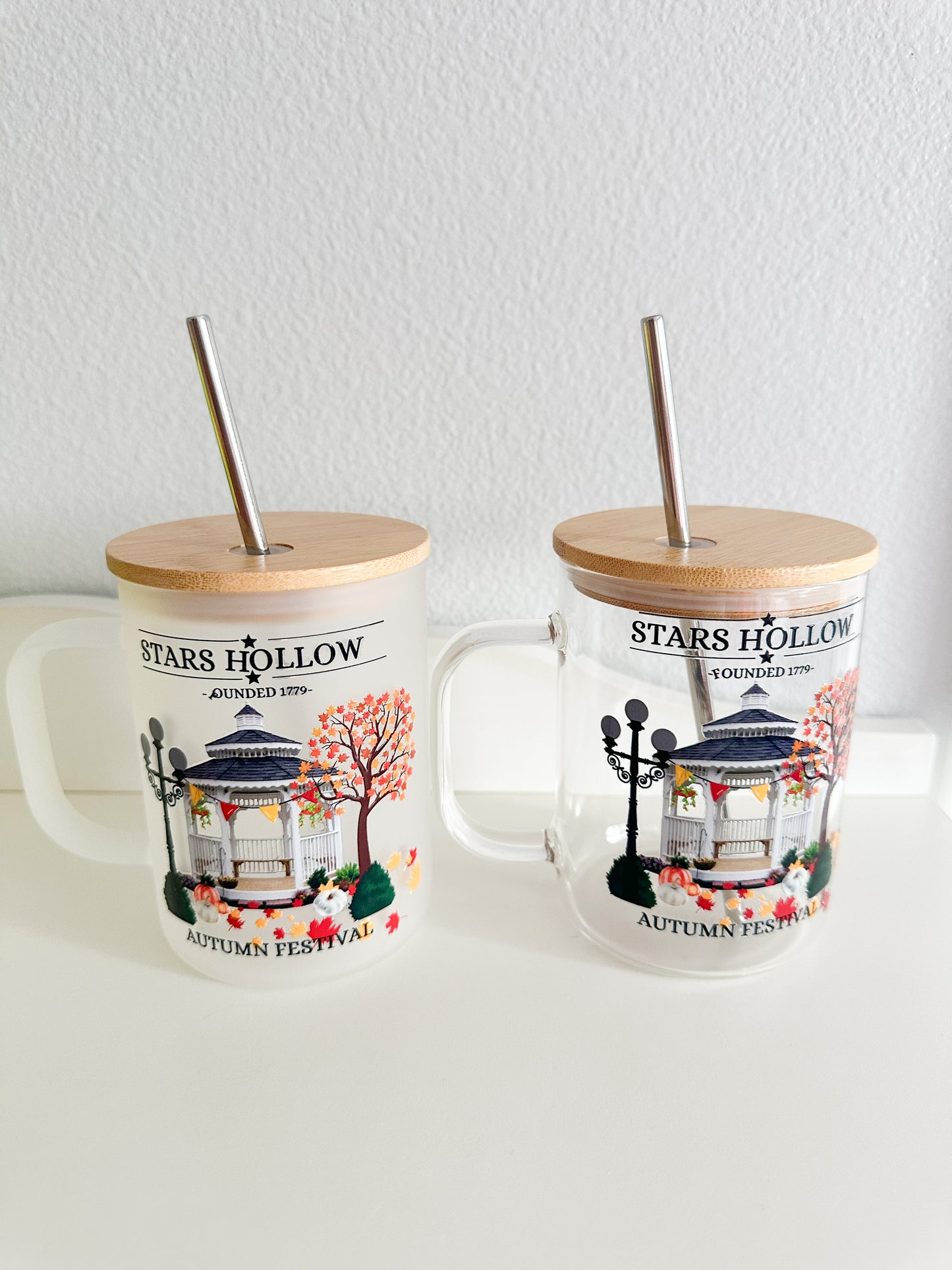 Stars hollow autumn festival glass mug