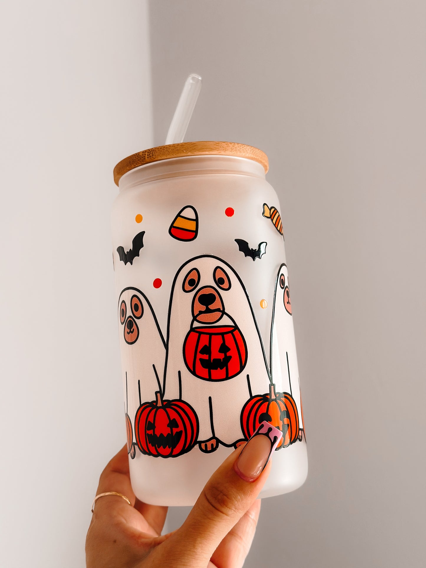 Dog trick o treaters glass cup