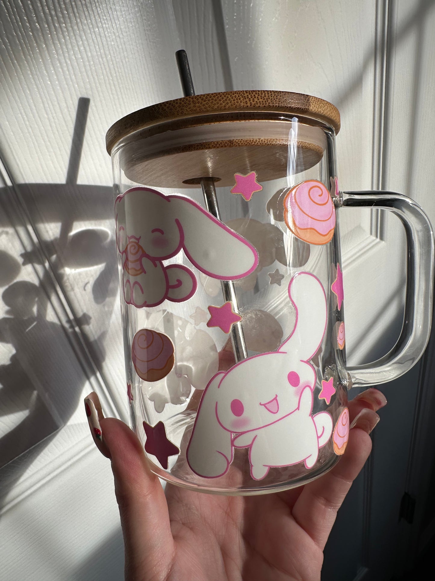 Cinnamon rolls glass mug *flawed*
