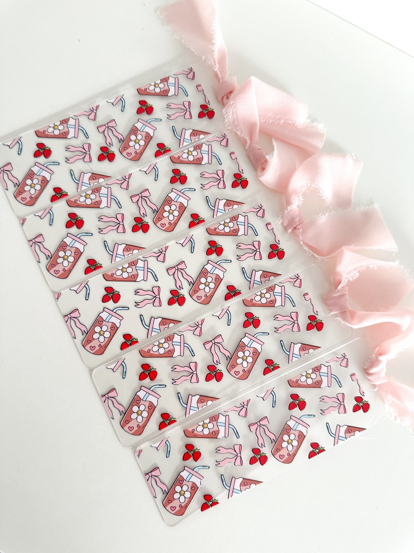 Strawberry, coffee & bows bookmark