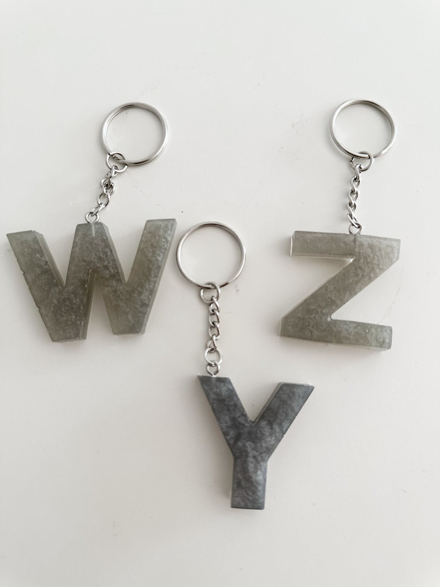 Grey initial keychain