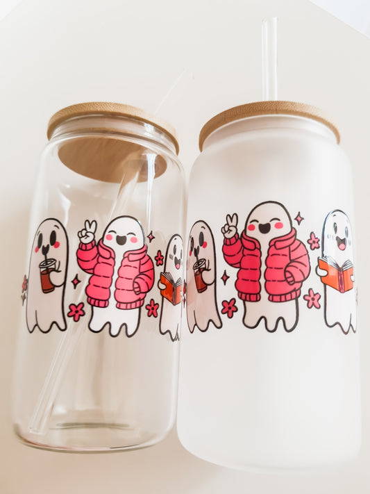 Winter ghosts glass cup