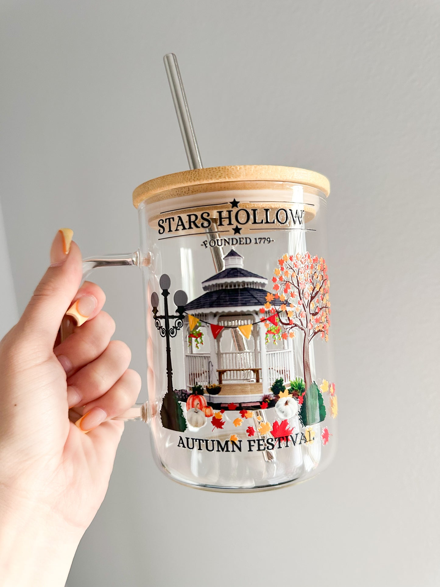 Stars hollow autumn festival glass mug