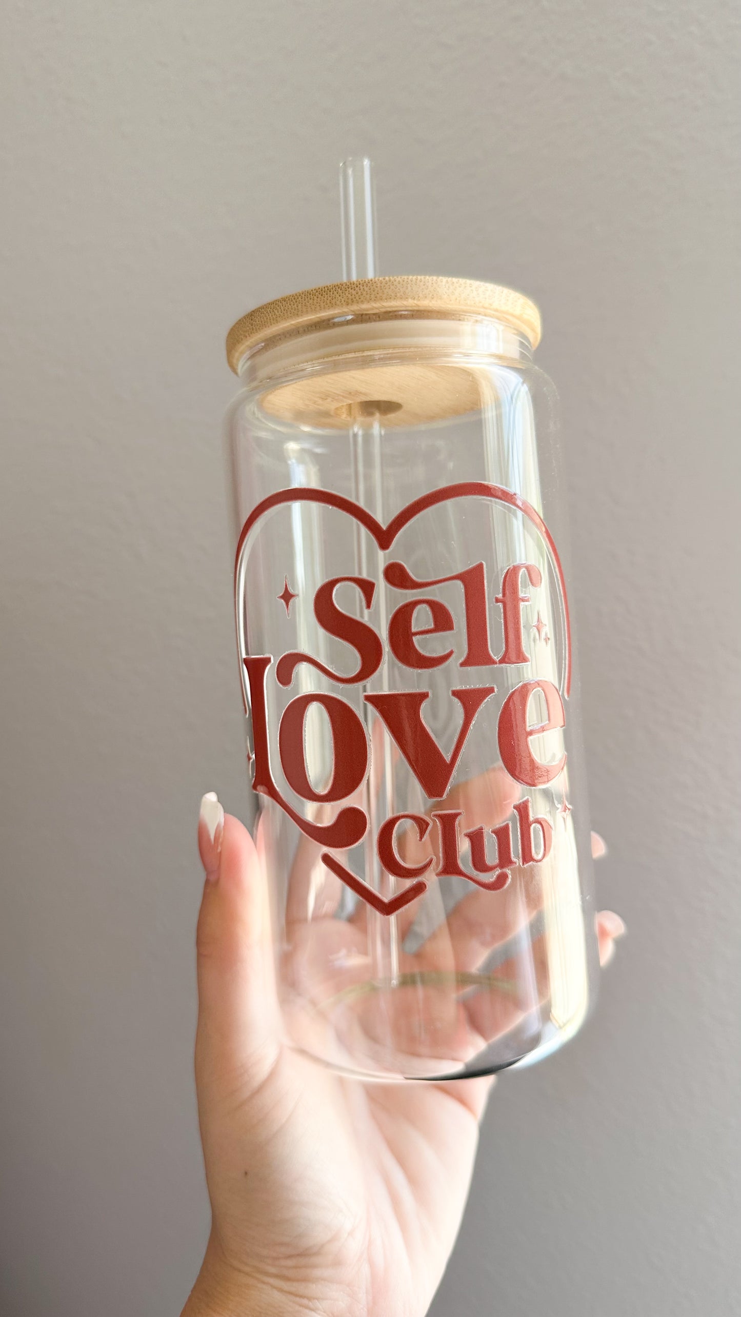 Self love club glass cup