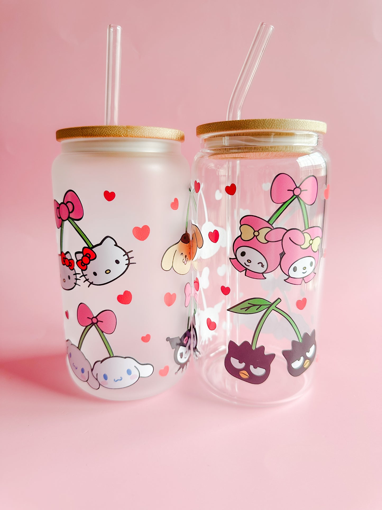 Cherry kawaii friends glass cup
