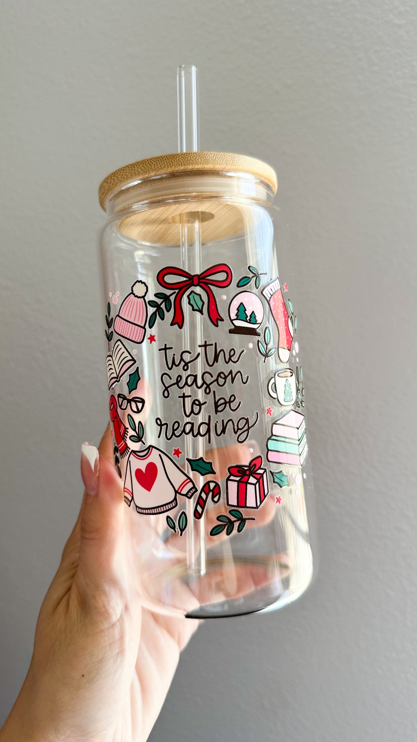 Tis the season to be reading glass cup