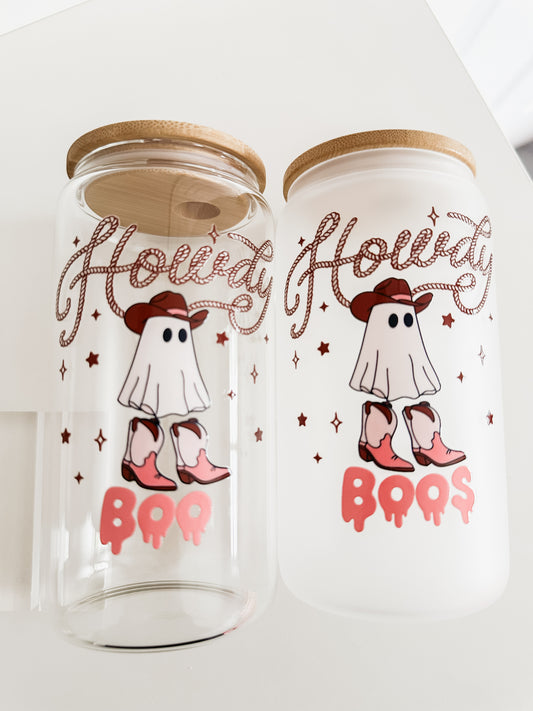 Howdy boo glass cup