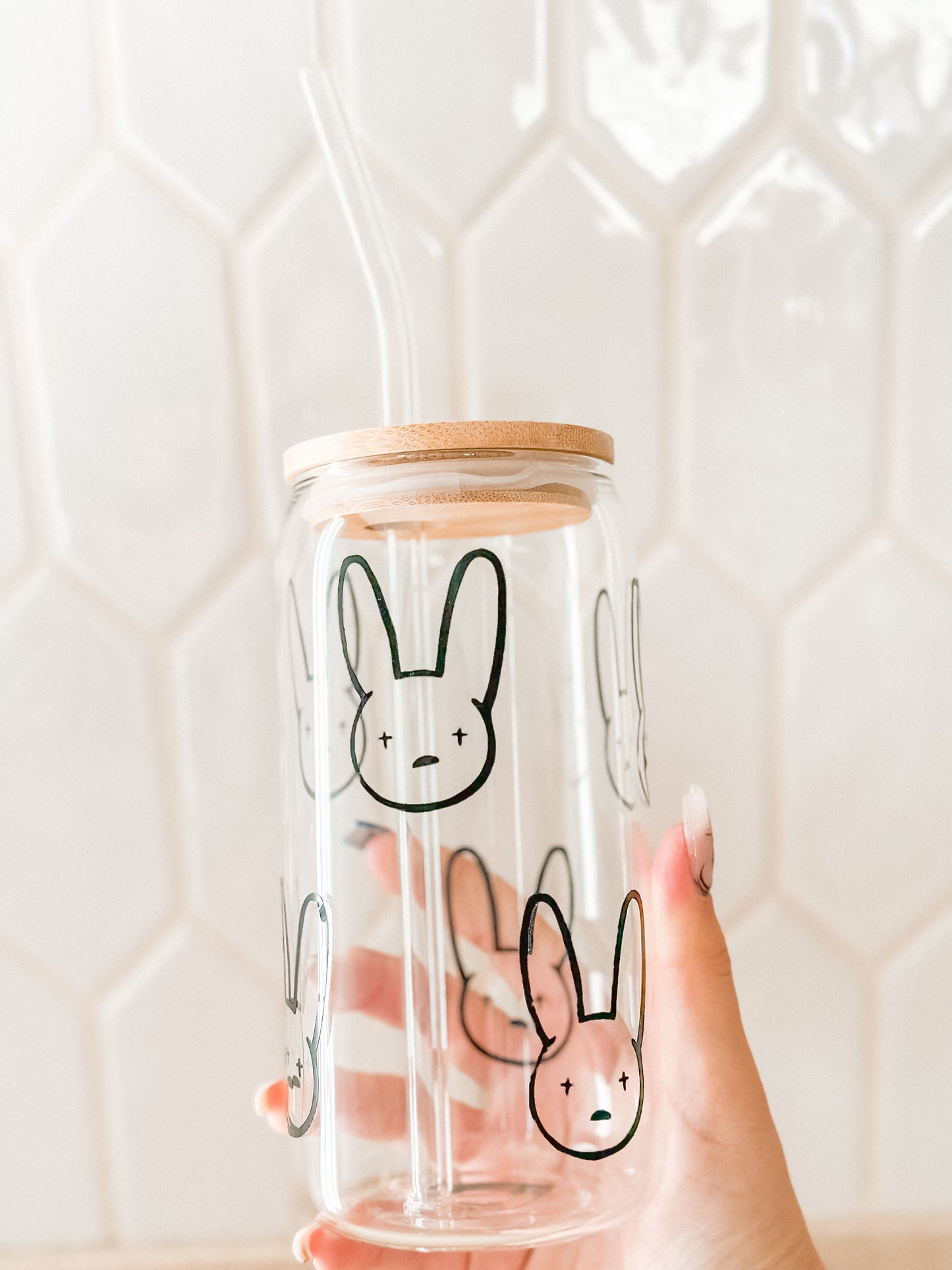 Bad bunny glass cup