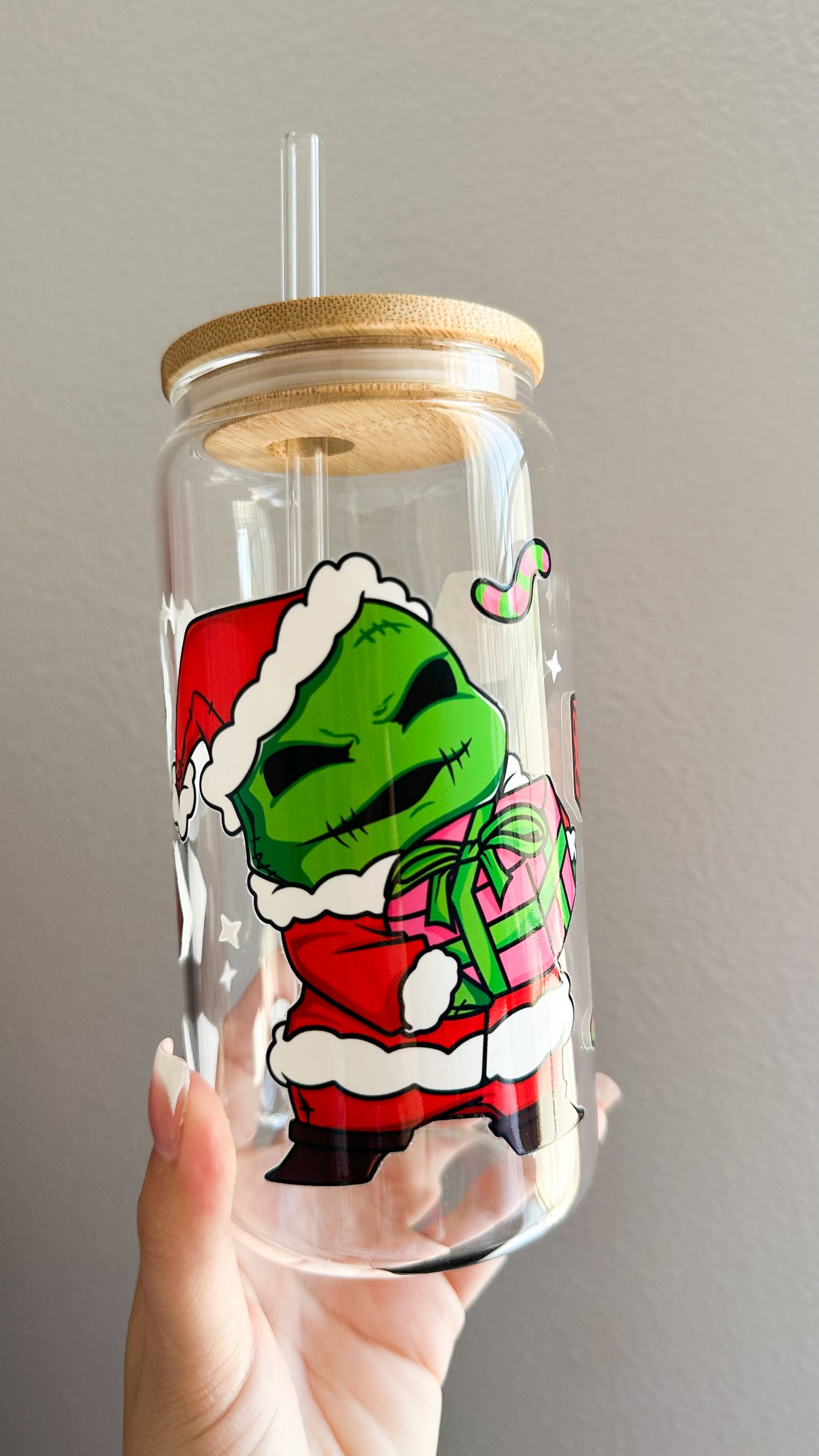Oogie boogie Christmas glass cup