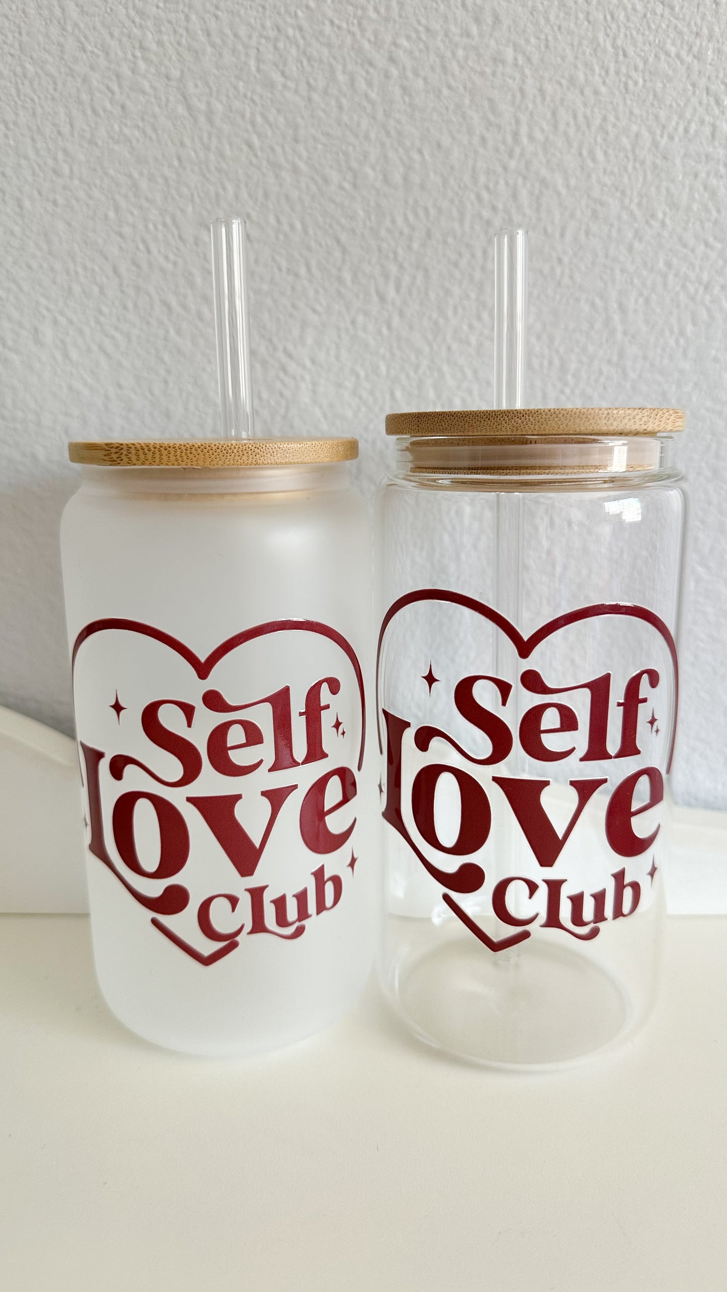 Self love club glass cup