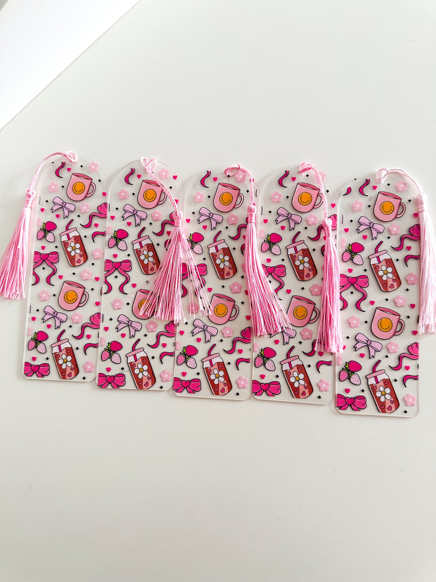 Coffee, strawberry & bows bookmark
