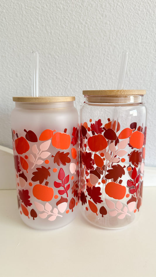 Fall vibes glass cup