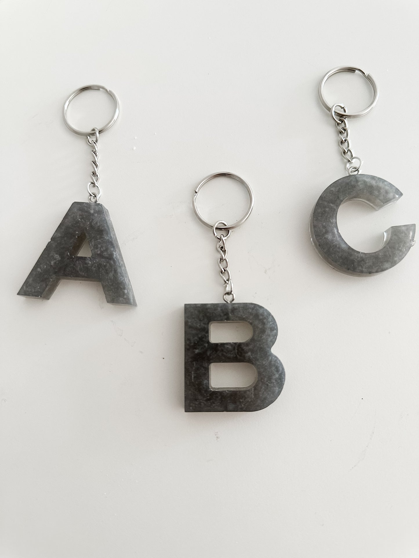 Grey initial keychain