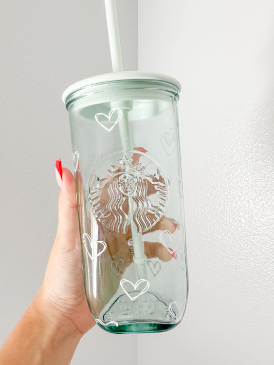 Starbs heart glass cup