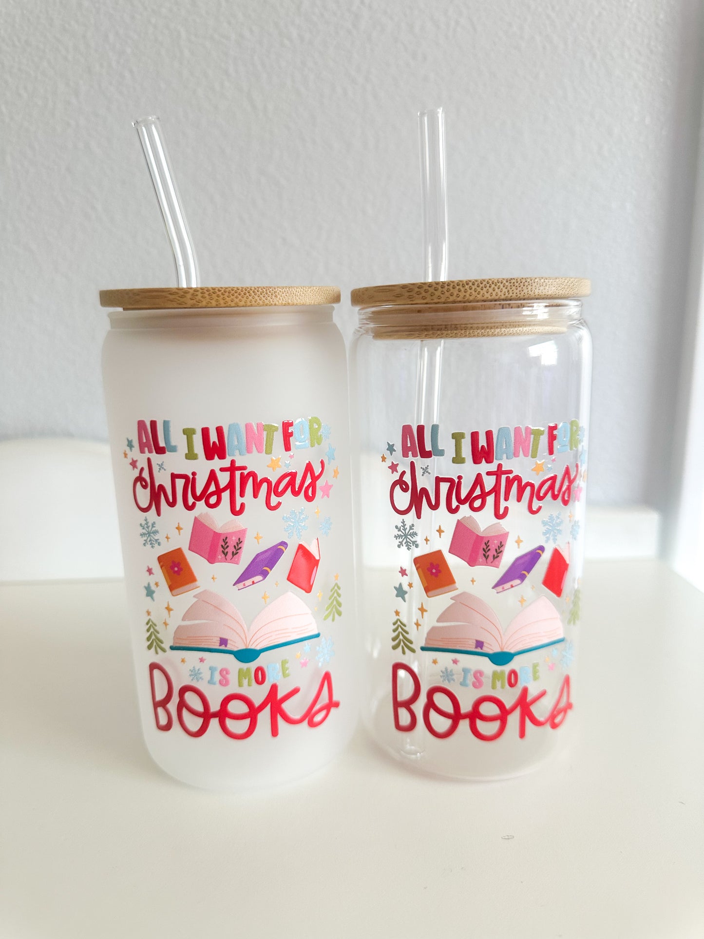 All I want for Christmas is books glass cup