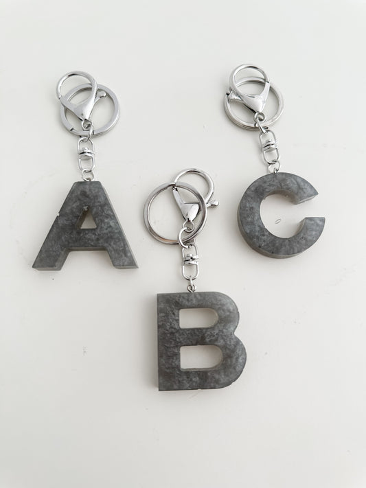 Grey initial keychain