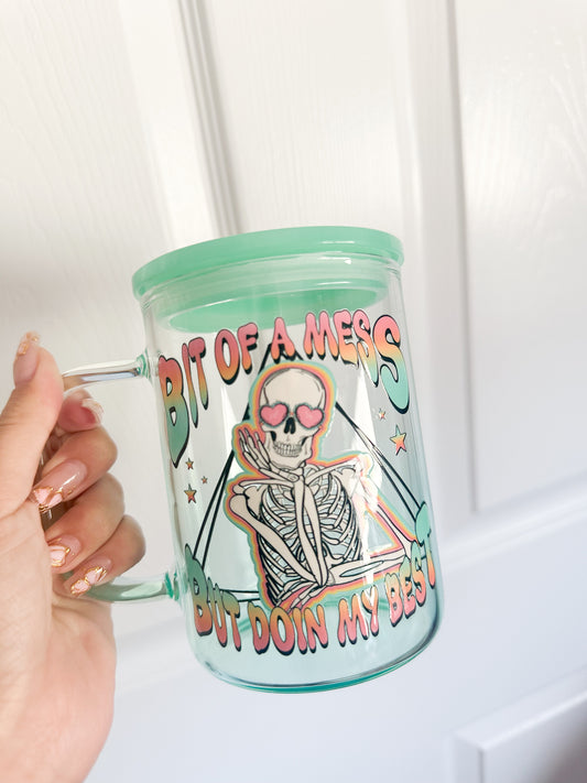 Bit of a mess glass mug