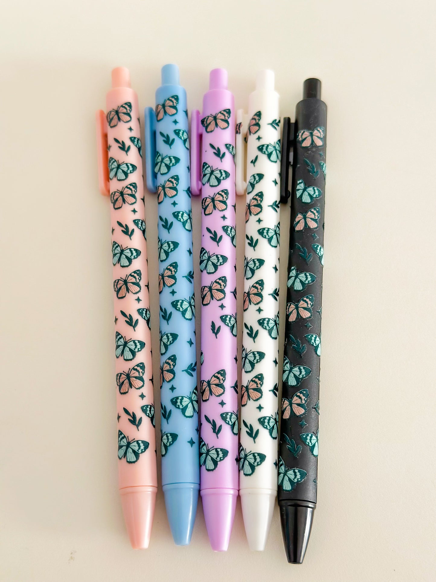 Blue-Pink butterfly pens