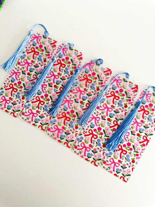 Spring flowers and bows bookmark