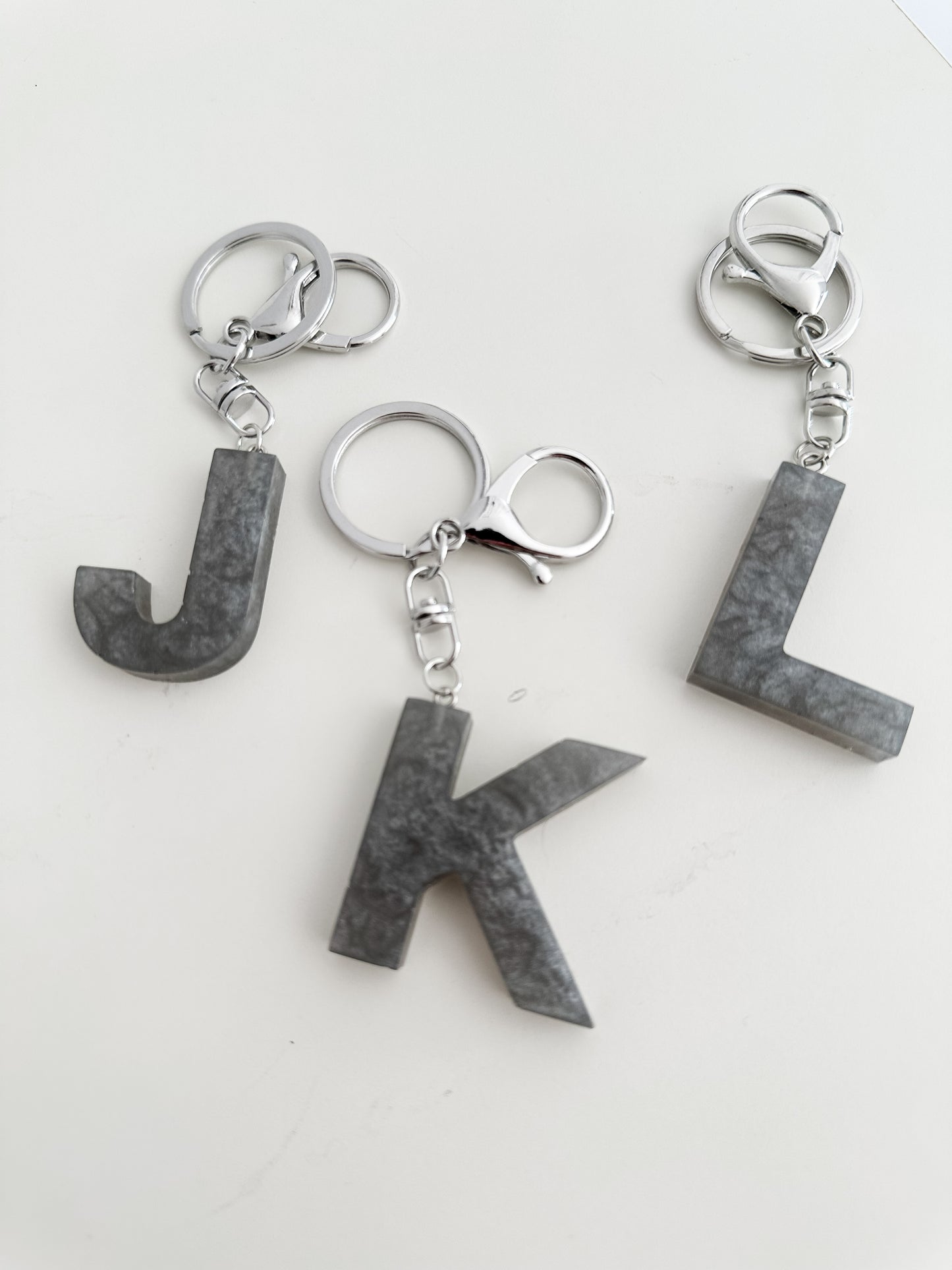 Grey initial keychain