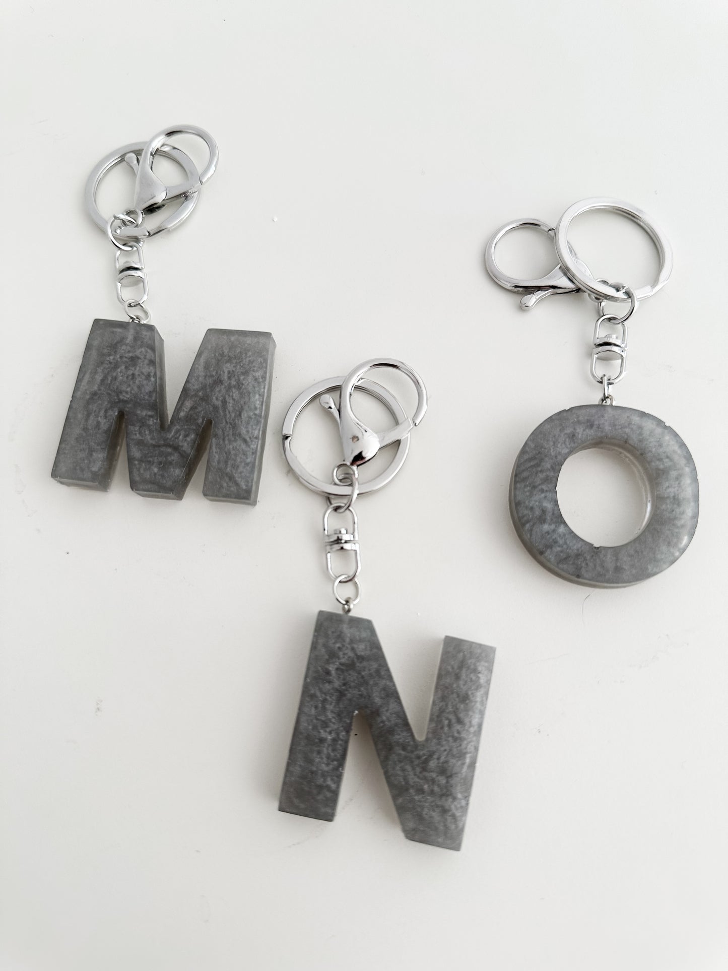 Grey initial keychain